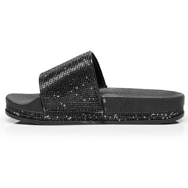 Rhinestone Women Slippers Bling Beach Slides, Size:37