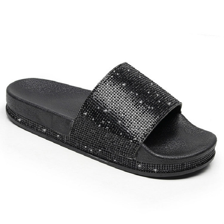 Rhinestone Women Slippers Bling Beach Slides, Size:37