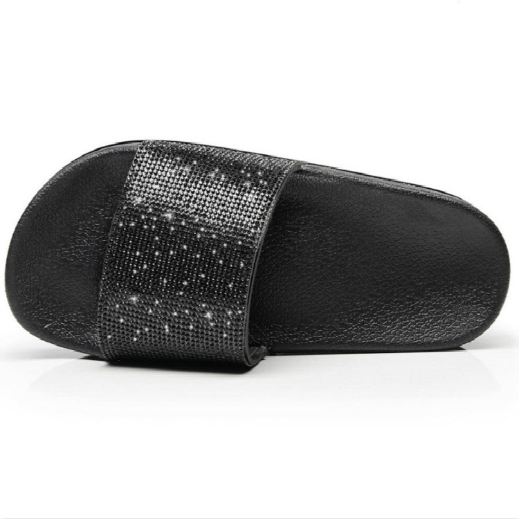 Rhinestone Women Slippers Bling Beach Slides, Size:37