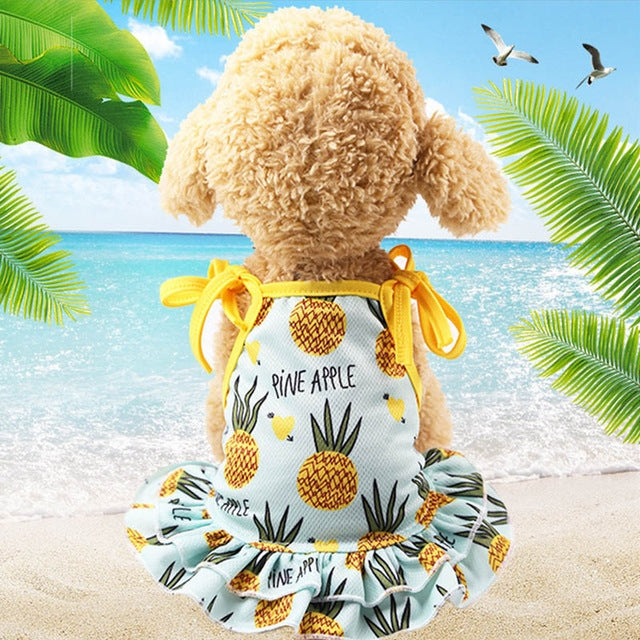Pet Fruit Print T-Shirt Puppy Dog Cat Cute Fruit Skirt, Size:XS