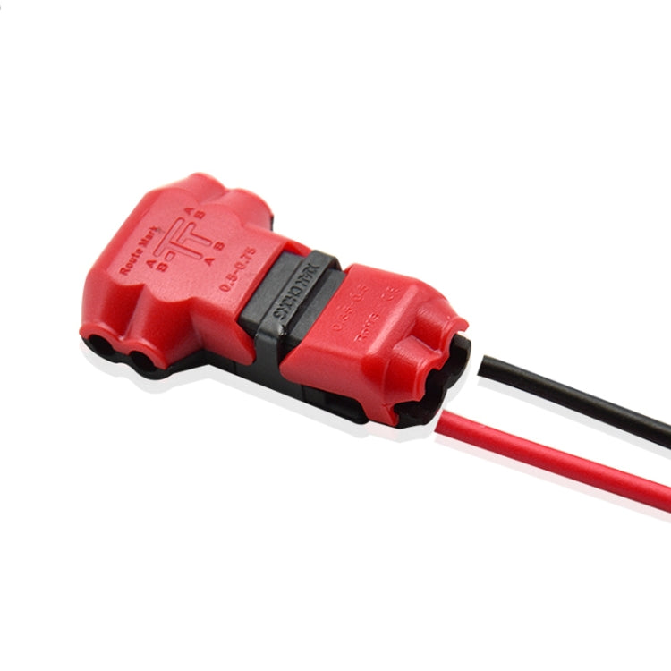 5PCS Peel-free Quick Connector Two-core T-type 2-wire Stripping Terminal Block, Random Color Delivery
