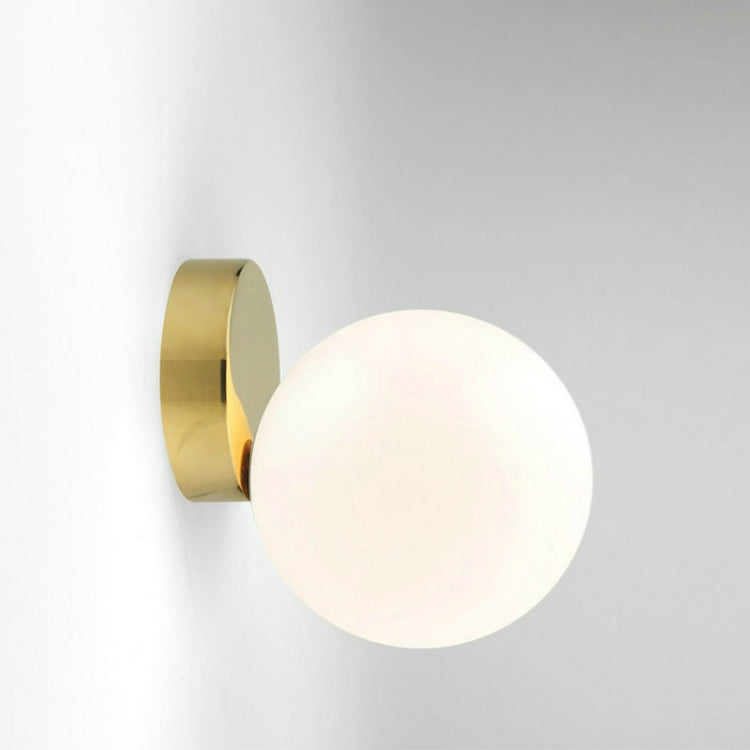 Modern Glass Ball Led Wall Lamp Bedroom Mirror Light Fixtures Indoor Bedside Lamp, Light Source:12W LED Neutral Light(Copper+20cm White Glass Shade)