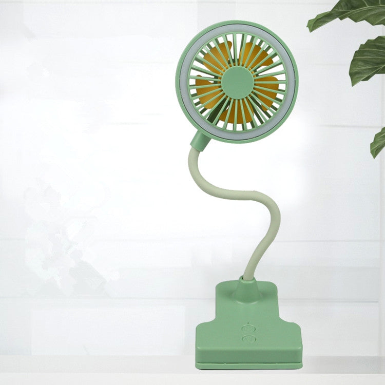 LED Night Light USB Rechargeable Desktop Clip Mute Small Fan(Green)