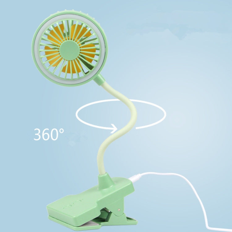 LED Night Light USB Rechargeable Desktop Clip Mute Small Fan(Green)
