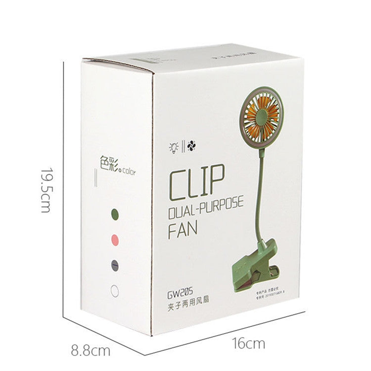 LED Night Light USB Rechargeable Desktop Clip Mute Small Fan(Green)