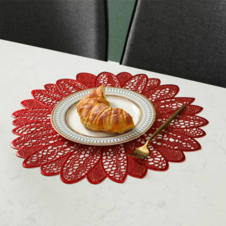 2 PCS Sunflower Shape Household Fashion PVC Dining Table Placemat Europe Style Kitchen Tools Tableware Pad Coaster Coffee Tea Place Mat