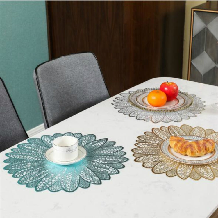 2 PCS Sunflower Shape Household Fashion PVC Dining Table Placemat Europe Style Kitchen Tools Tableware Pad Coaster Coffee Tea Place Mat