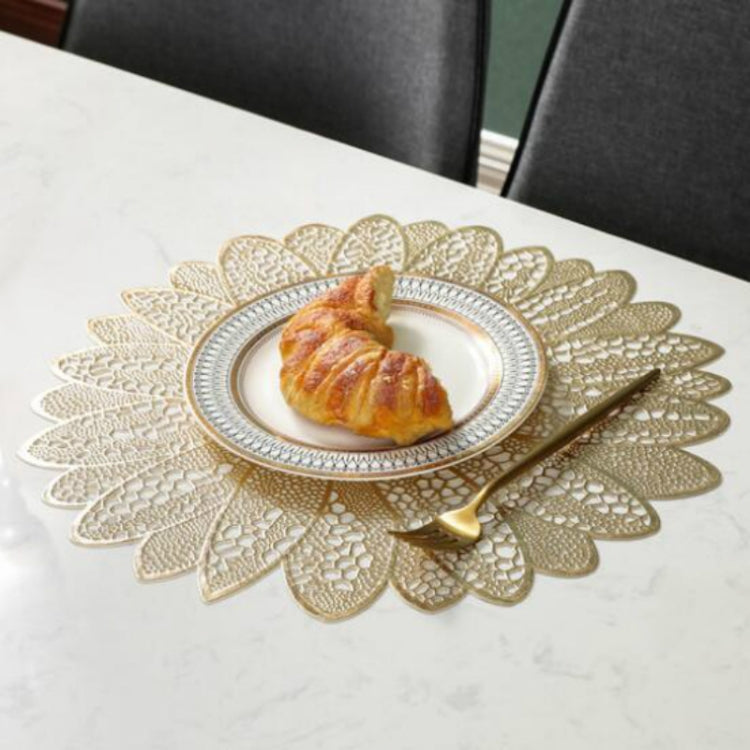 2 PCS Sunflower Shape Household Fashion PVC Dining Table Placemat Europe Style Kitchen Tools Tableware Pad Coaster Coffee Tea Place Mat