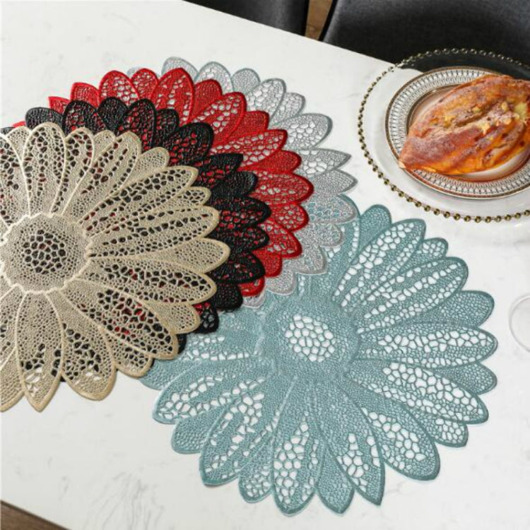 2 PCS Sunflower Shape Household Fashion PVC Dining Table Placemat Europe Style Kitchen Tools Tableware Pad Coaster Coffee Tea Place Mat