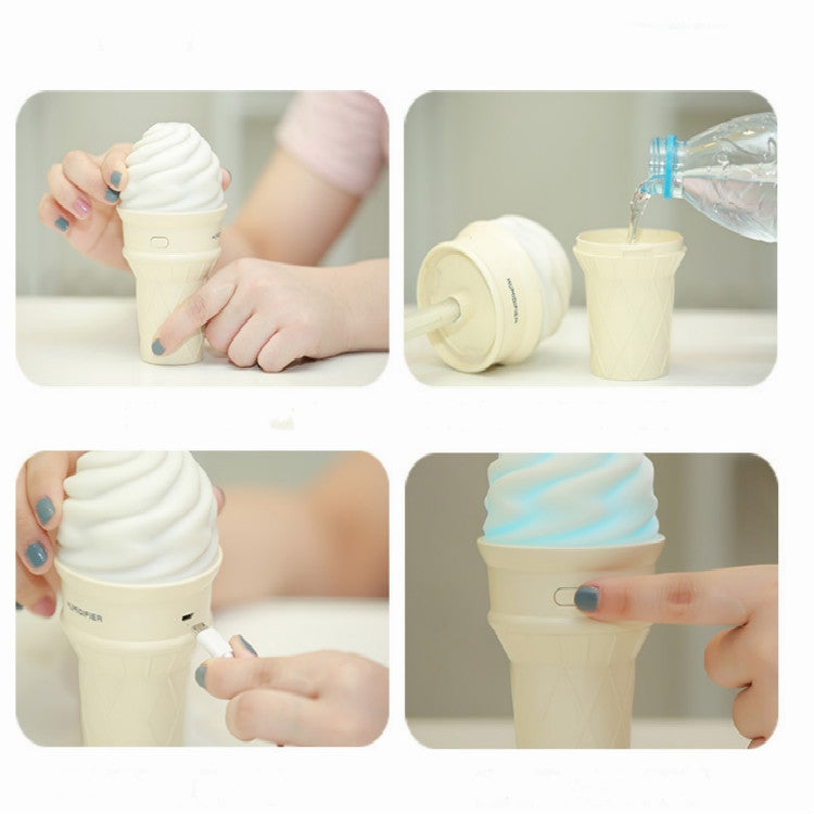 Ice Cream USB Humidifier Air Purifier With Colorful Led Light Ultrasonic Cool Mist Maker
