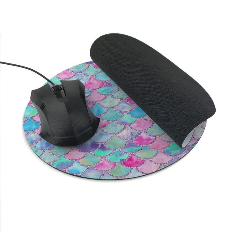 Watercolor Shiny Mermaid Scale Small Round Office Non-slip Mouse Pad, Size:20 Ã— 20cm without Lock