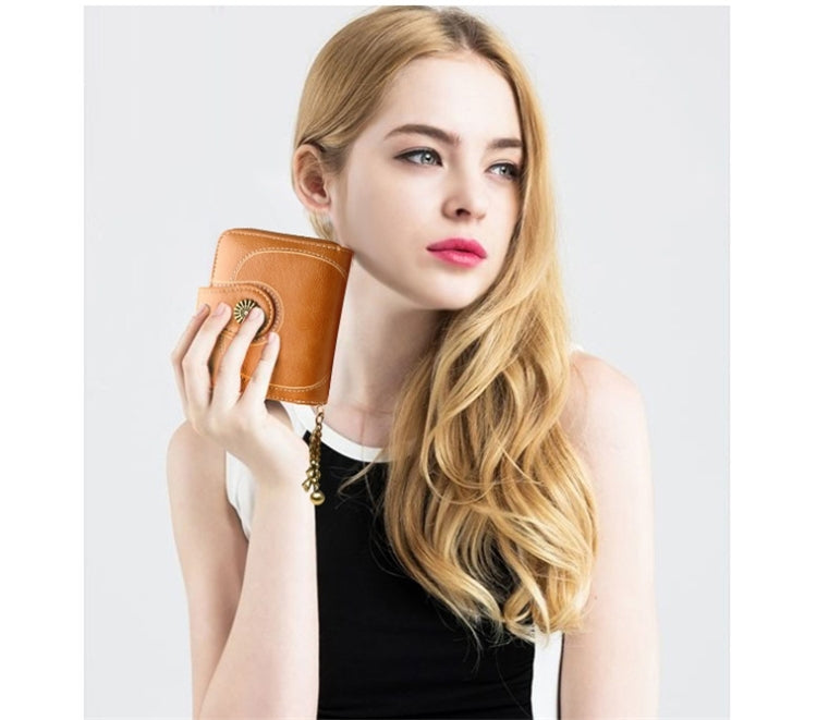 Vintage Oil Wax Leather Tri-fold Zipper Purse Clutch Wallet