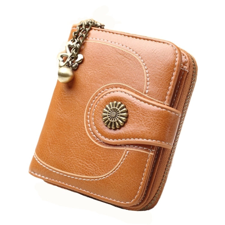 Vintage Oil Wax Leather Tri-fold Zipper Purse Clutch Wallet