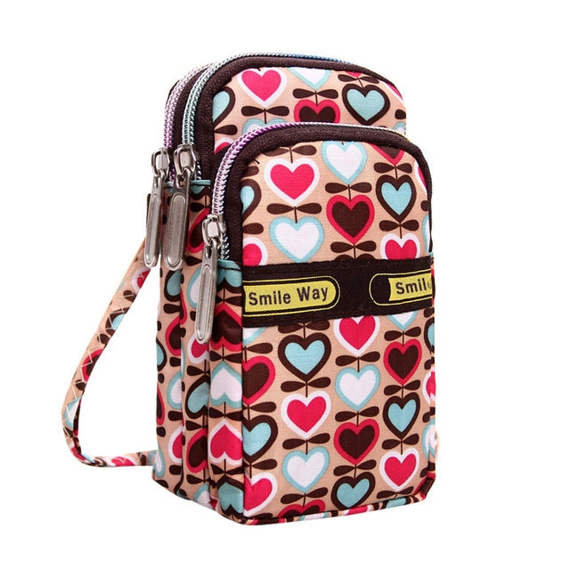 Lady Printing Zipper Shoulder Bag Mini Wrist Purse Coin Purse