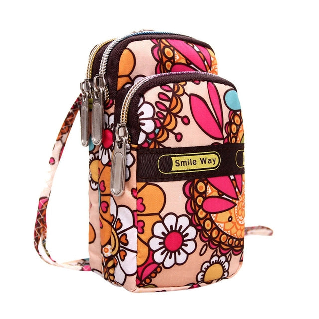Lady Printing Zipper Shoulder Bag Mini Wrist Purse Coin Purse