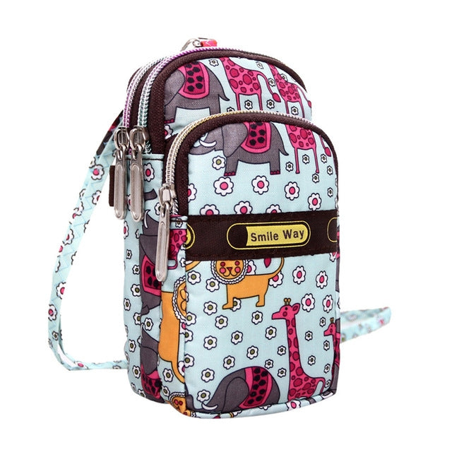 Lady Printing Zipper Shoulder Bag Mini Wrist Purse Coin Purse