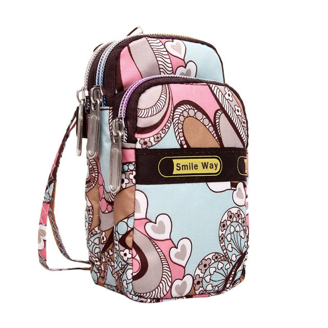 Lady Printing Zipper Shoulder Bag Mini Wrist Purse Coin Purse