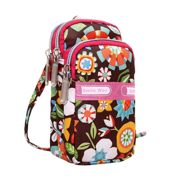 Lady Printing Zipper Shoulder Bag Mini Wrist Purse Coin Purse