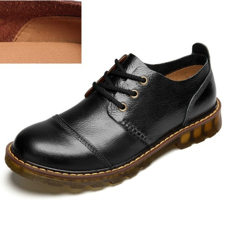 Leather Men Shoes Business Casual Shoes Round Head Shoes, Size:38