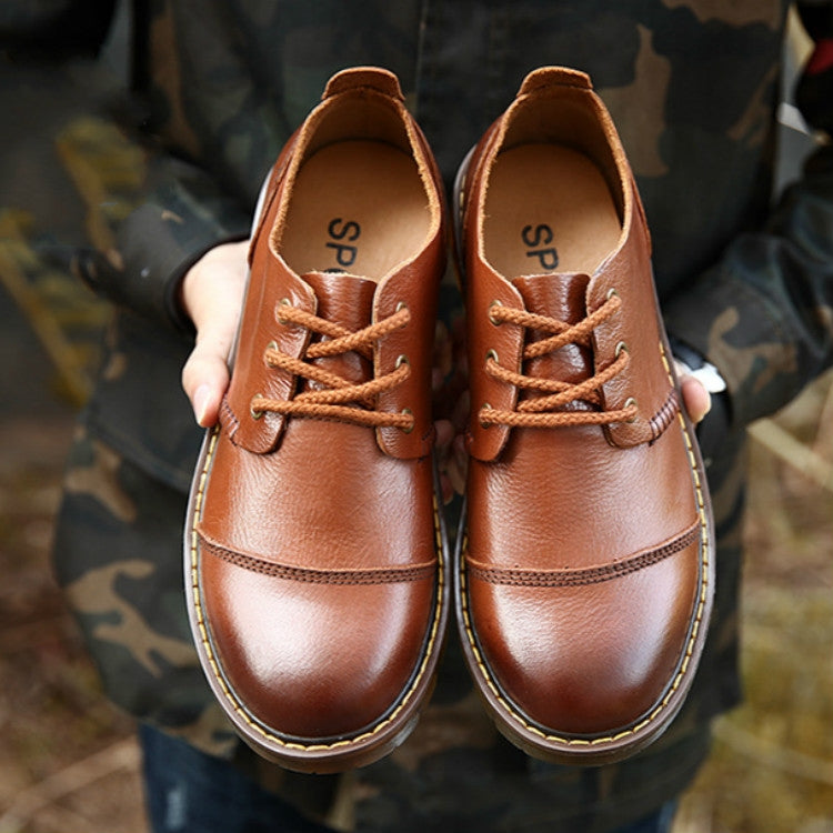 Leather Men Shoes Business Casual Shoes Round Head Shoes, Size:40