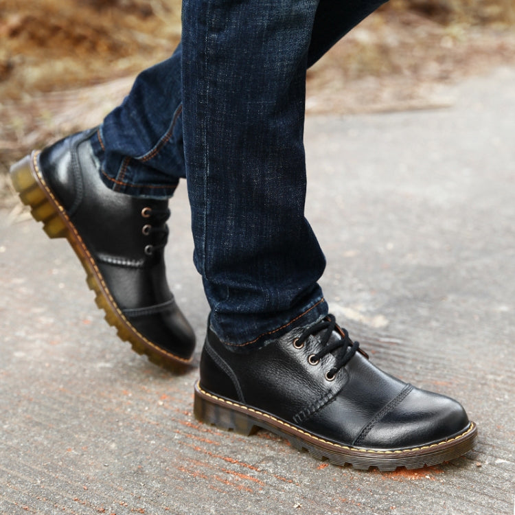 Leather Men Shoes Business Casual Shoes Round Head Shoes, Size:41