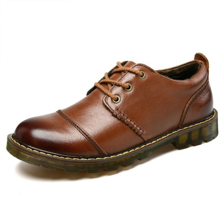Leather Men Shoes Business Casual Shoes Round Head Shoes, Size:41
