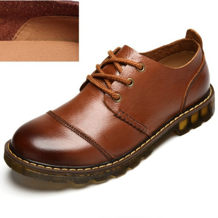 Leather Men Shoes Business Casual Shoes Round Head Shoes, Size:41