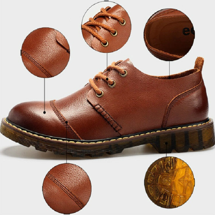 Leather Men Shoes Business Casual Shoes Round Head Shoes, Size:41