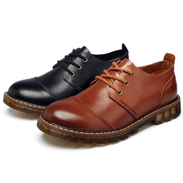 Leather Men Shoes Business Casual Shoes Round Head Shoes, Size:42