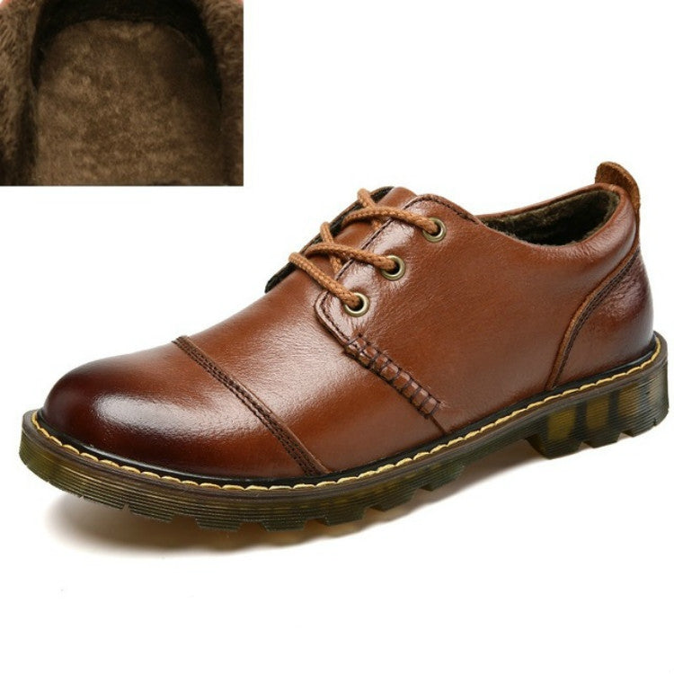Leather Men Shoes Business Casual Shoes Round Head Shoes, Size:43