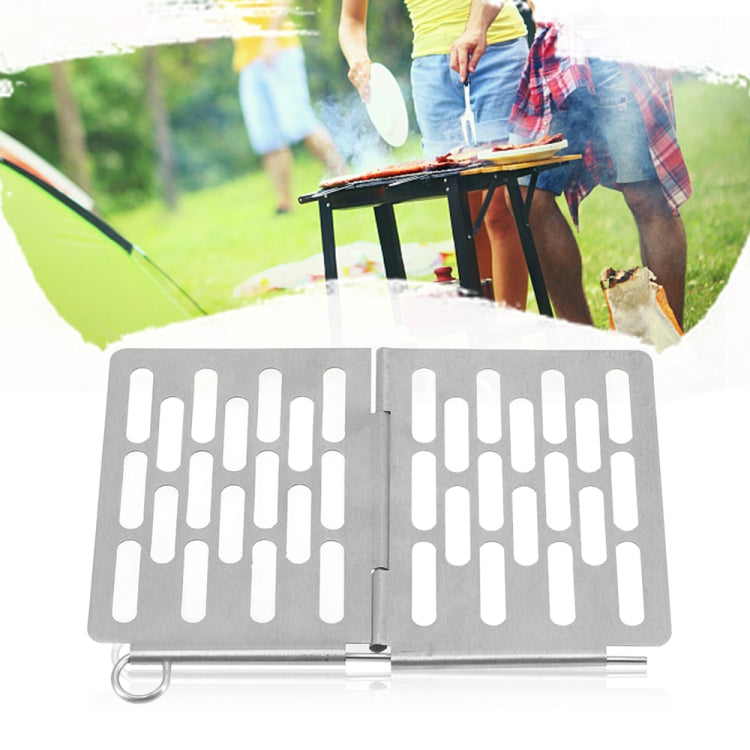 Stainless Steel Folding Barbecue Net  Portable BBQ Picnic Accessories, Size:M 22.6x15.8CM