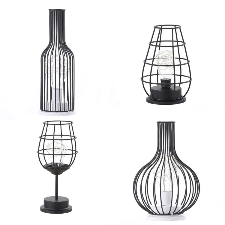 Retro Classic Iron Art LED Table Lamp Reading Lamp Night Light Bedroom Lamp Desk Lighting Home Decoration, Lampshade Style:Red Wine Glass