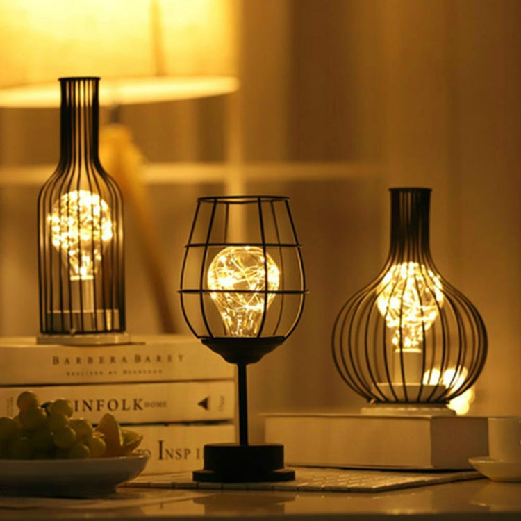 Retro Classic Iron Art LED Table Lamp Reading Lamp Night Light Bedroom Lamp Desk Lighting Home Decoration, Lampshade Style:Red Wine + Red Wine + Hangover