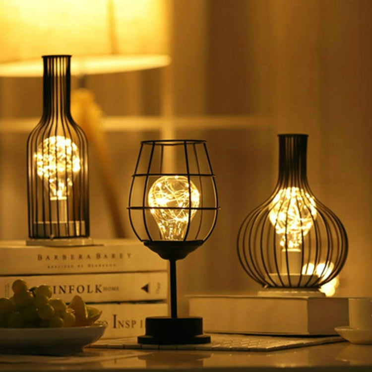Retro Classic Iron Art LED Table Lamp Reading Lamp Night Light Bedroom Lamp Desk Lighting Home Decoration, Lampshade Style:Red Wine + Red Wine + Hangover