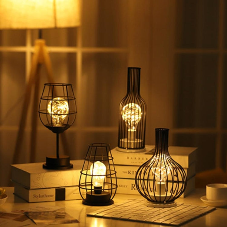 Retro Classic Iron Art LED Table Lamp Reading Lamp Night Light Bedroom Lamp Desk Lighting Home Decoration, Lampshade Style:Red Wine + Red Wine + Hangover