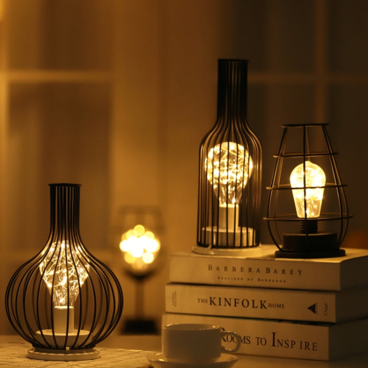 Retro Classic Iron Art LED Table Lamp Reading Lamp Night Light Bedroom Lamp Desk Lighting Home Decoration, Lampshade Style:Red Wine + Red Wine + Hangover