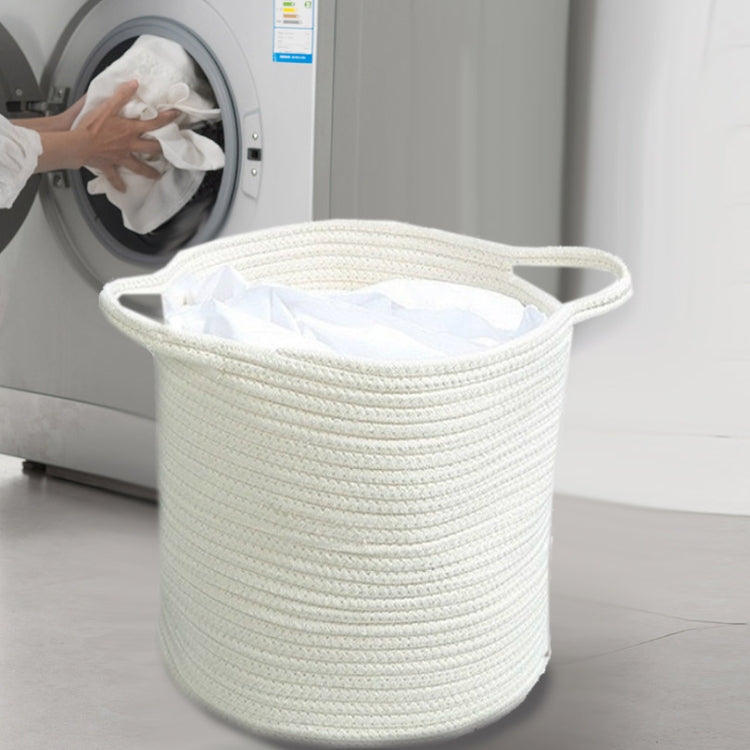 Woven Cottton Rope Laundry Basket Toy Storage Basket, Size:M