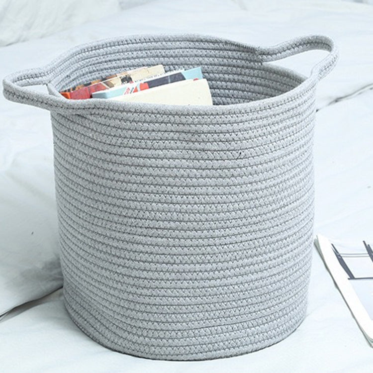 Woven Cottton Rope Laundry Basket Toy Storage Basket, Size:M