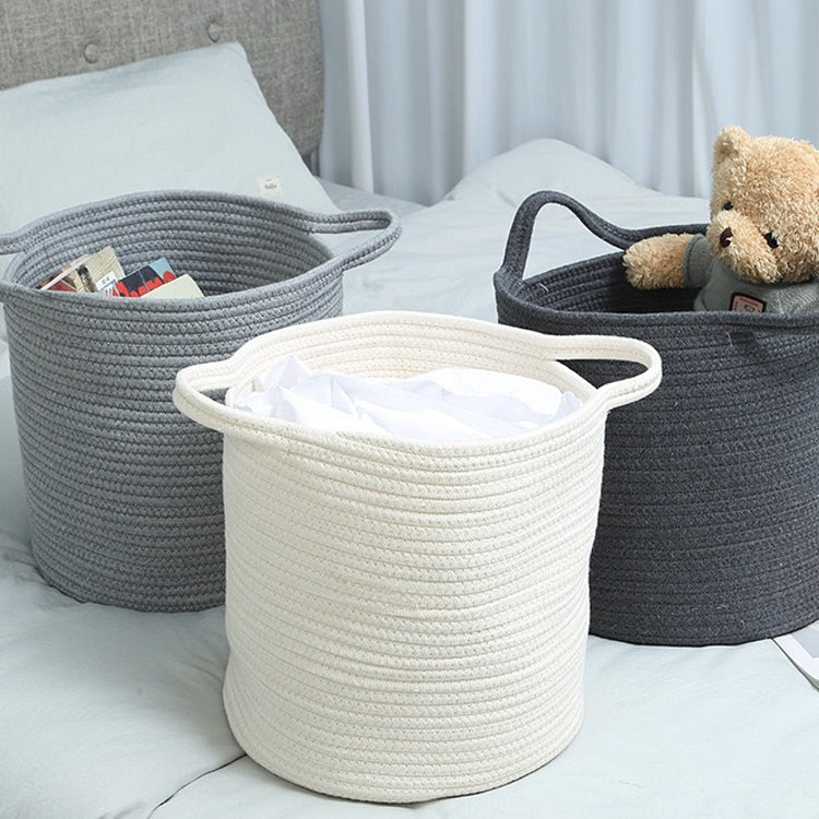 Woven Cottton Rope Laundry Basket Toy Storage Basket, Size:M