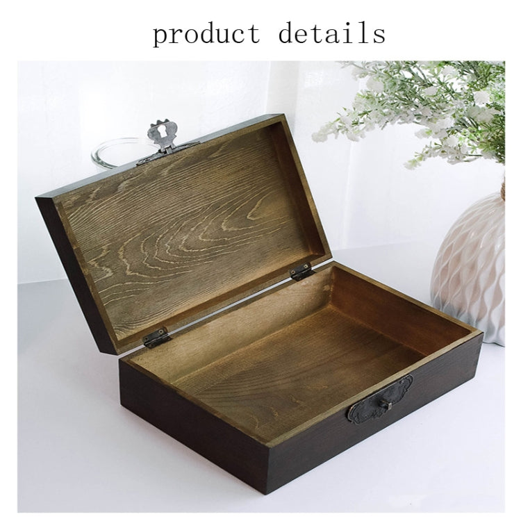 Exquisite Small Wooden Box Antique Lockable Jewelry Sundries Storage Box, Size:M(Coffee - Dandelion)