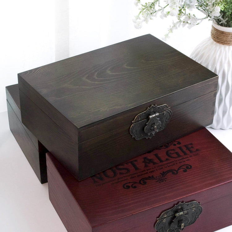 Exquisite Small Wooden Box Antique Lockable Jewelry Sundries Storage Box, Size:M(Coffee - Dandelion)