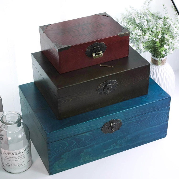Exquisite Small Wooden Box Antique Lockable Jewelry Sundries Storage Box, Size:M(Coffee - Dandelion)