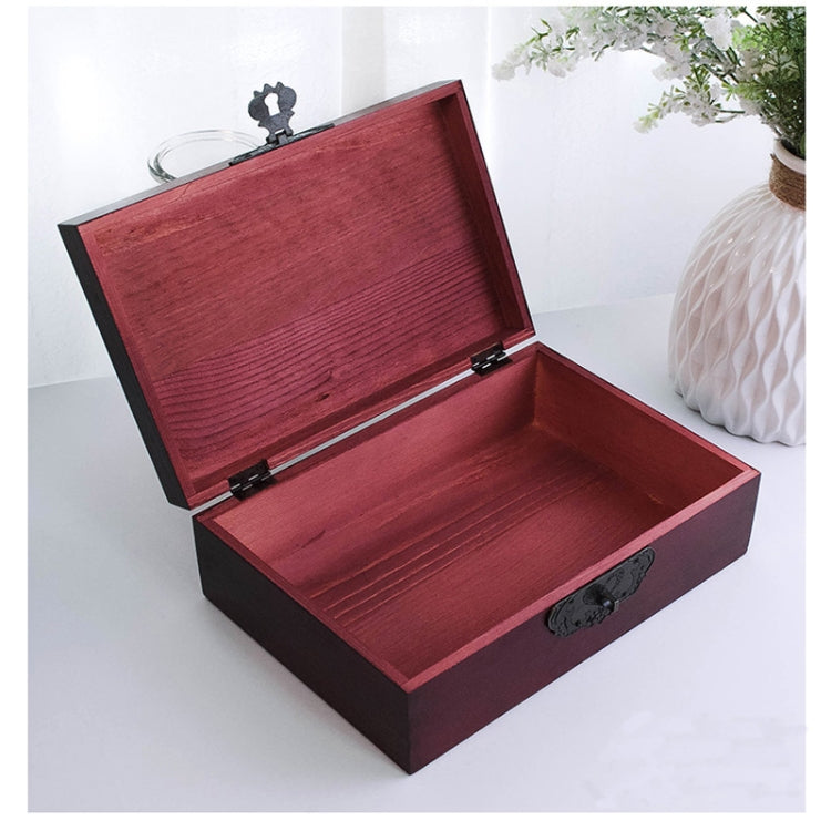 Exquisite Small Wooden Box Antique Lockable Jewelry Sundries Storage Box, Size:XL
