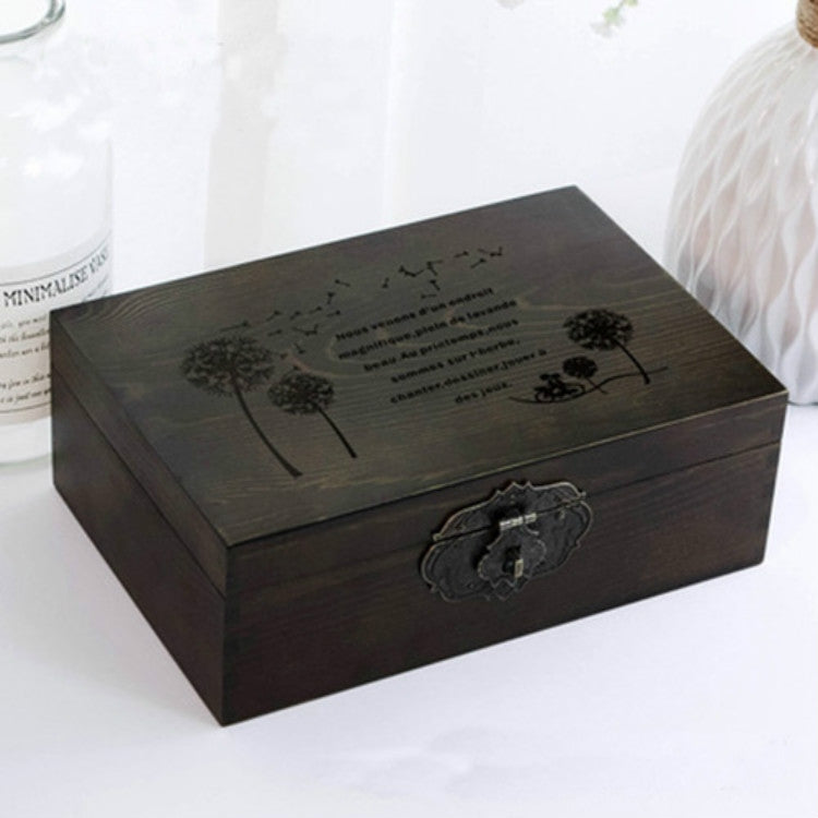 Exquisite Small Wooden Box Antique Lockable Jewelry Sundries Storage Box, Size:XL