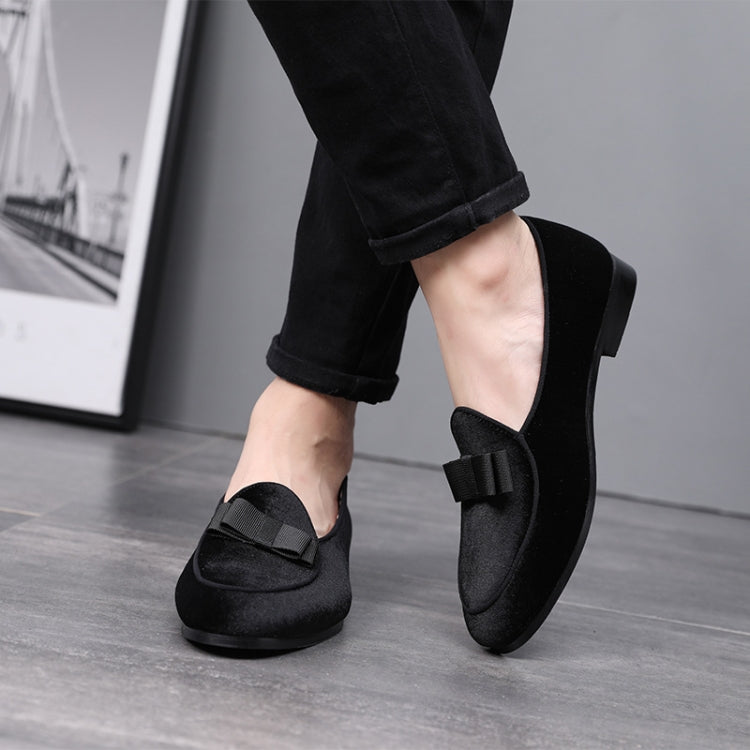 Male Peas Shoes Personalized Suede Bow Tide Shoes, Size:38