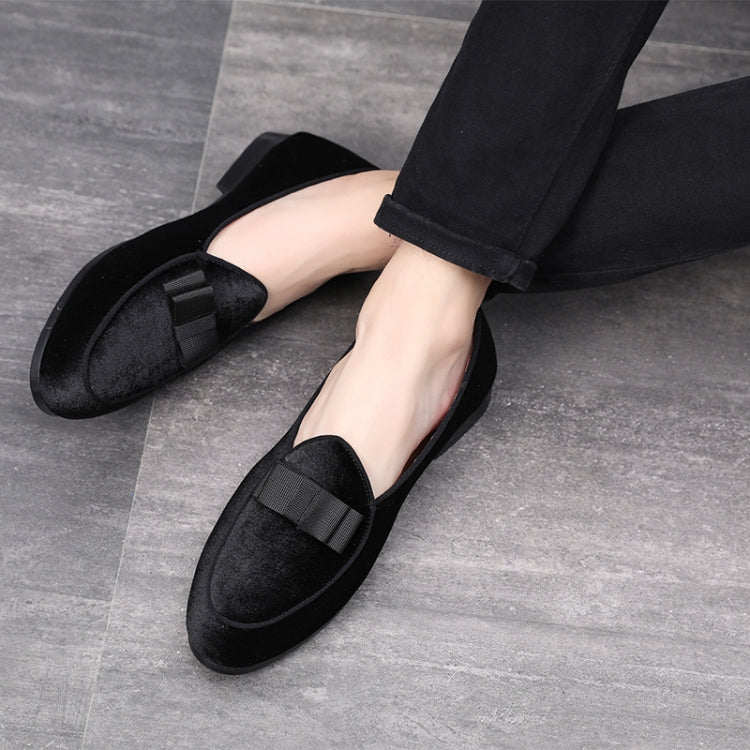 Male Peas Shoes Personalized Suede Bow Tide Shoes, Size:38
