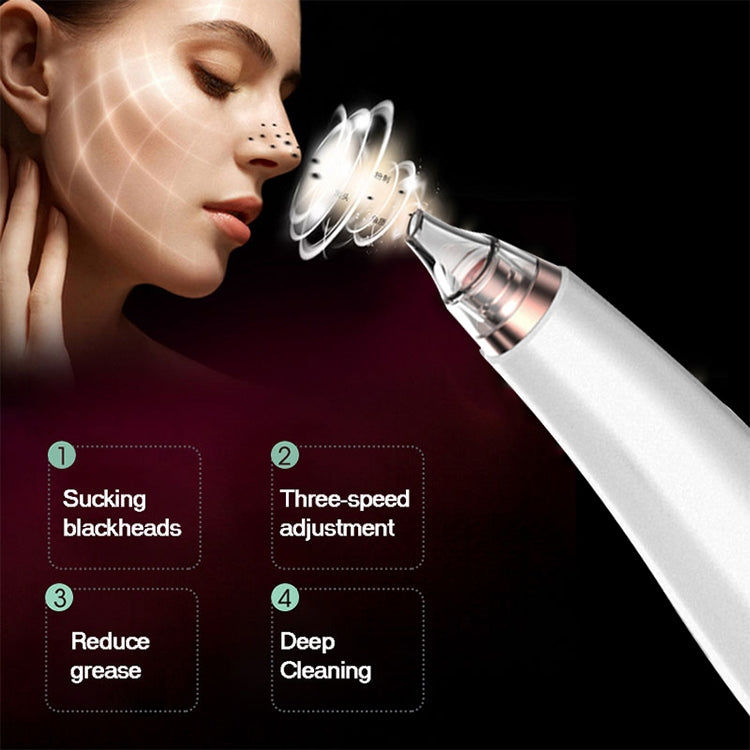Electric Black Head Beauty Instrument Pore Cleaner Ceauty Care Tools, Specification:With 3 Tips(White)
