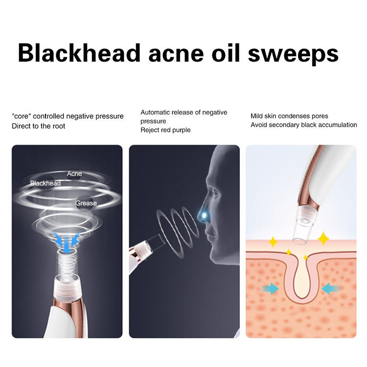 Electric Black Head Beauty Instrument Pore Cleaner Ceauty Care Tools, Specification:With 3 Tips(White)