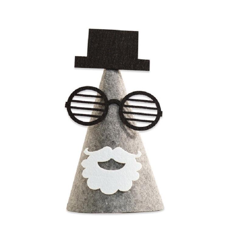 2 PCS DIY Children Handmade Christmas Gift Christmas Hat Stereo Christmas Tree Decorations Ornaments, Type:Gray and White Beard