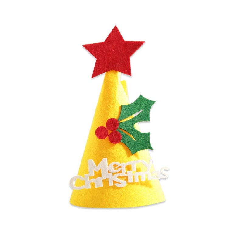 2 PCS DIY Children Handmade Christmas Gift Christmas Hat Stereo Christmas Tree Decorations Ornaments, Type:Yellow Leaves